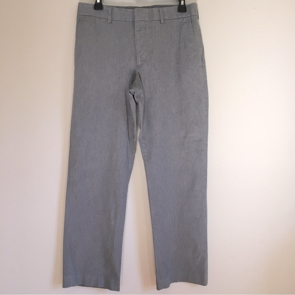 Express Producer Straight Leg Flat Front Gray Striped Pants - Picture 1 of 15